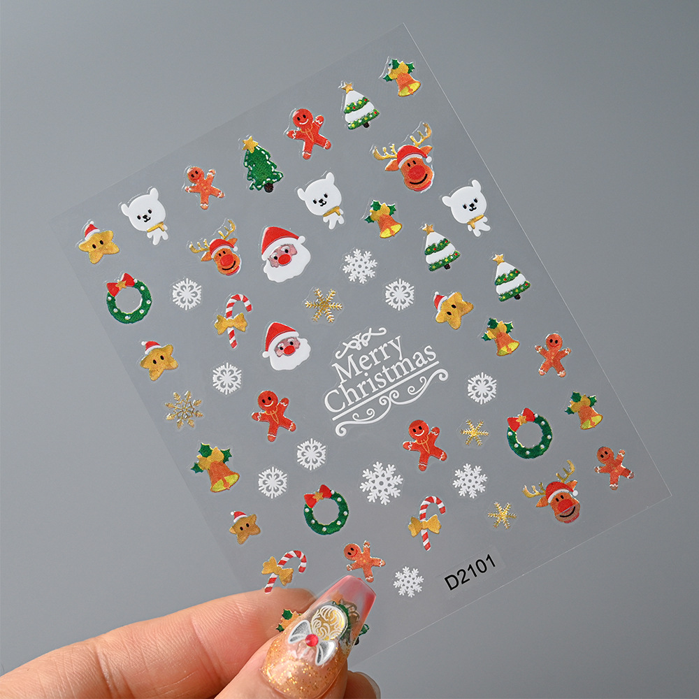 Nail Art Xmas Stickers - 1 قطعة ملصقات أظافر ثلاثية الأبعاد