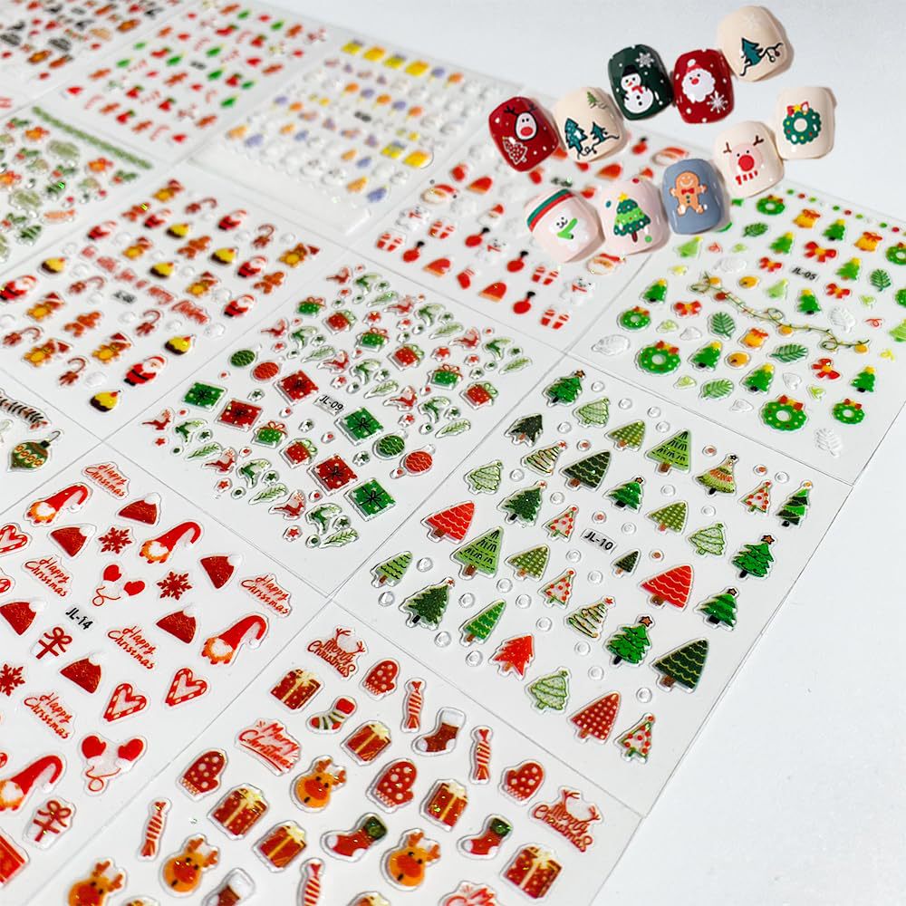 Nail Art Xmas Stickers - 30 ورقة من ملصقات فن الأظافر