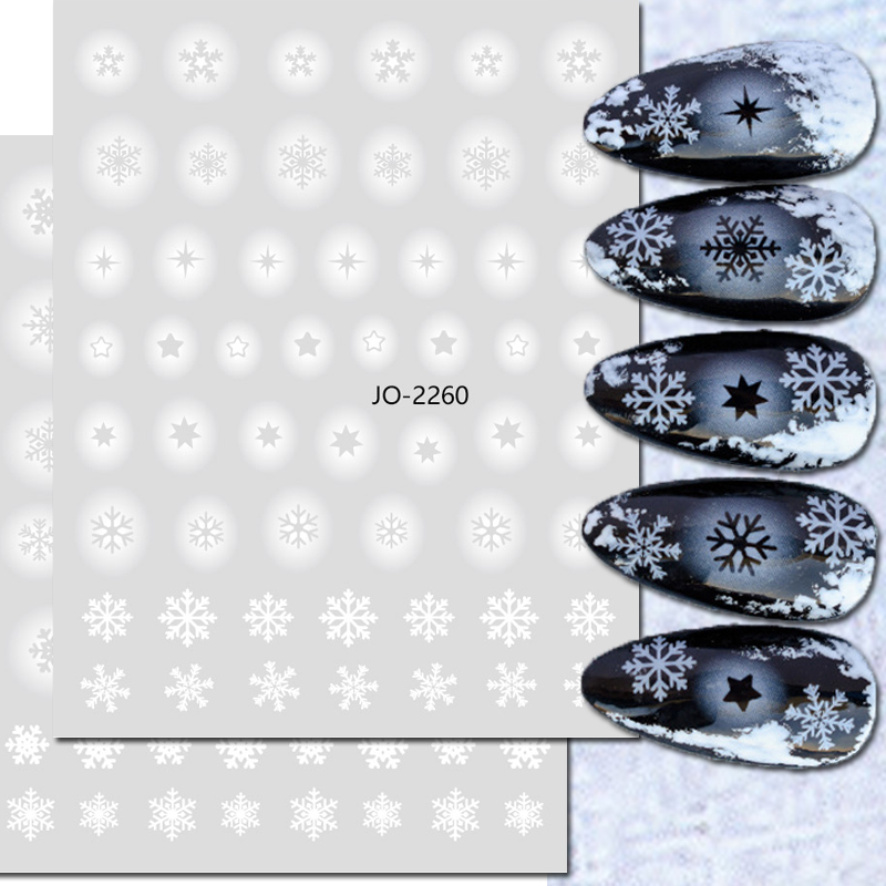 Nail Art Xmas Stickers - مسمار الفن 3d الشارات الأبيض جوفاء