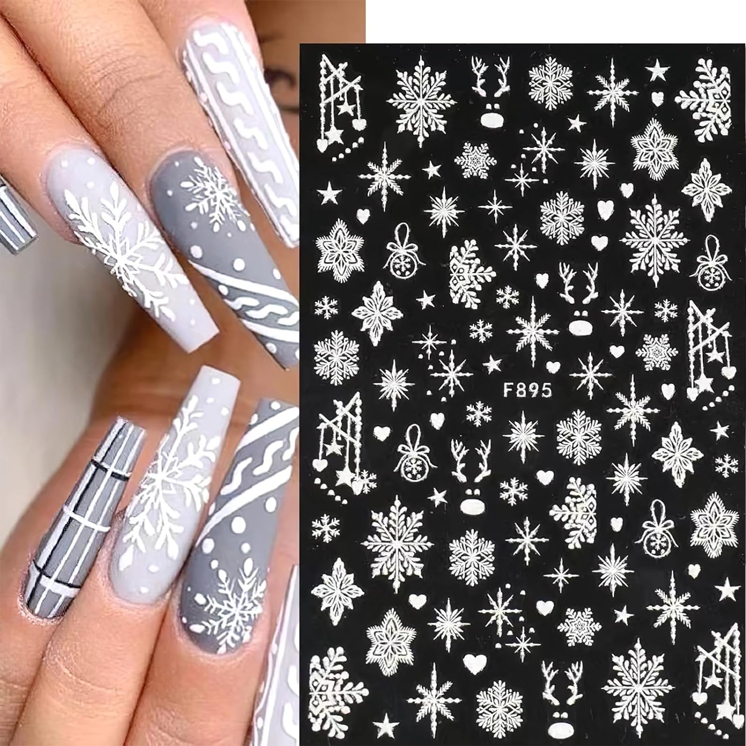 Nail Art Xmas Stickers - ثلاثية الأبعاد ندفة الثلج مسمار ملصقات