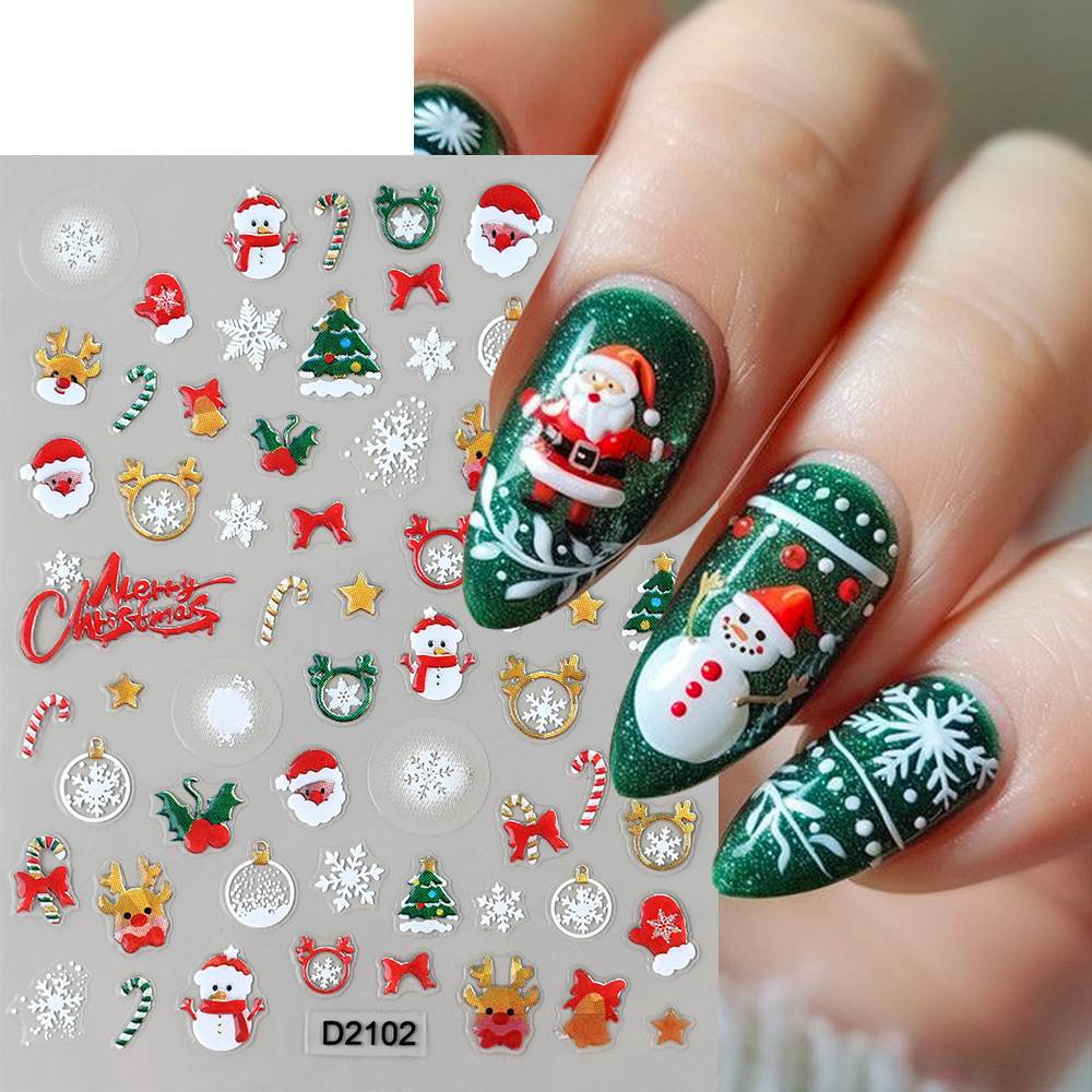 1 قطعة ملصقات أظافر ثلاثية الأ - مراجعة Nail Art Xmas Stickers وسعره