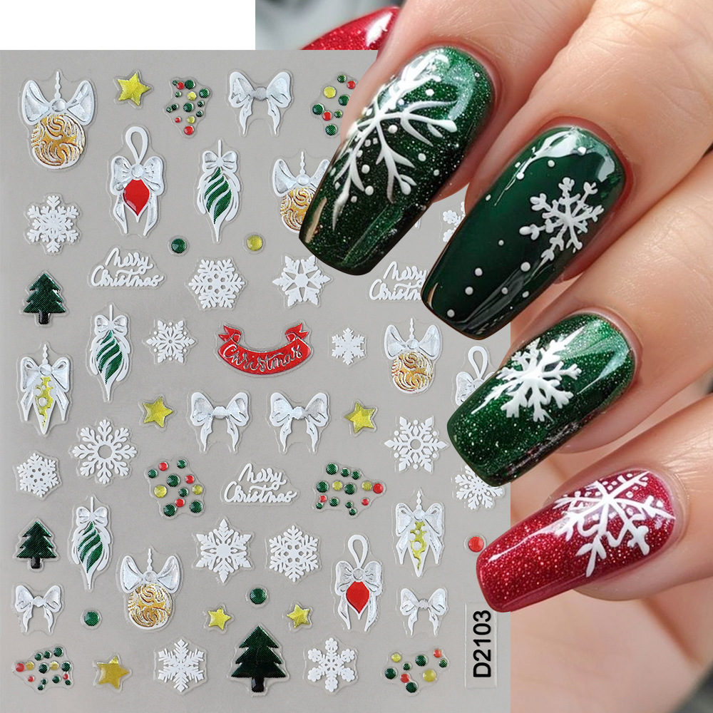 1 قطعة ملصقات أظافر ثلاثية الأ - مراجعة Nail Art Xmas Stickers وسعره