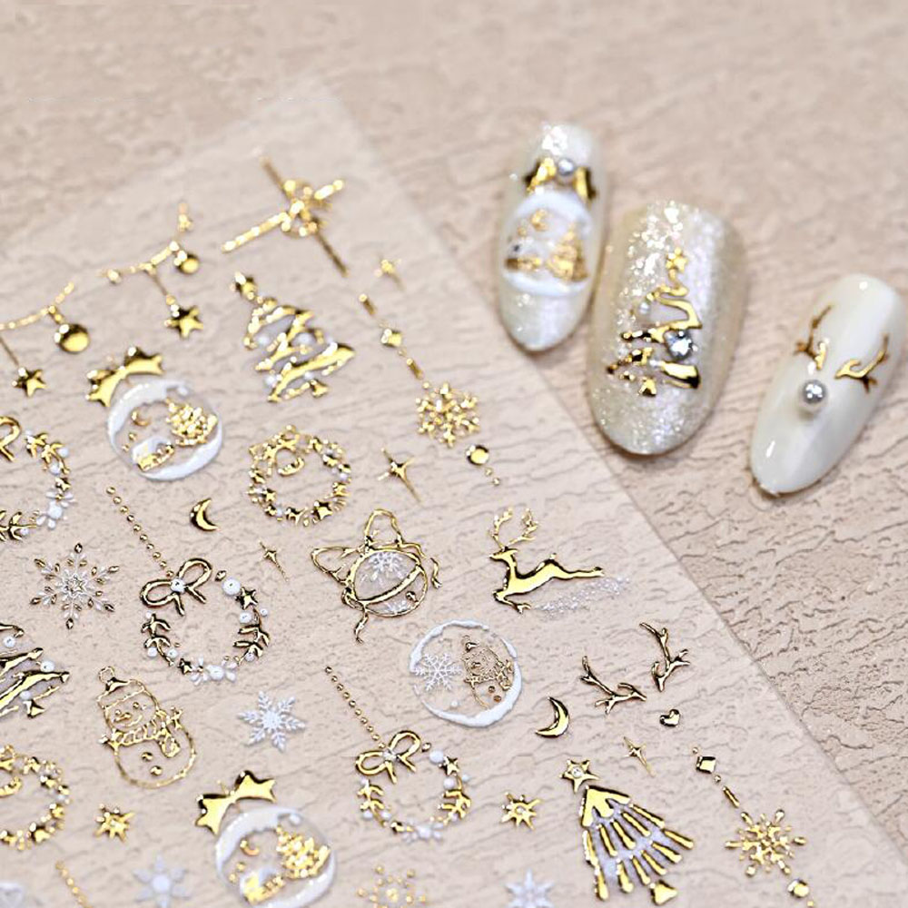 5D البرنز الذهب عيد الميلاد مس - مراجعة Nail Art Xmas Stickers وسعره