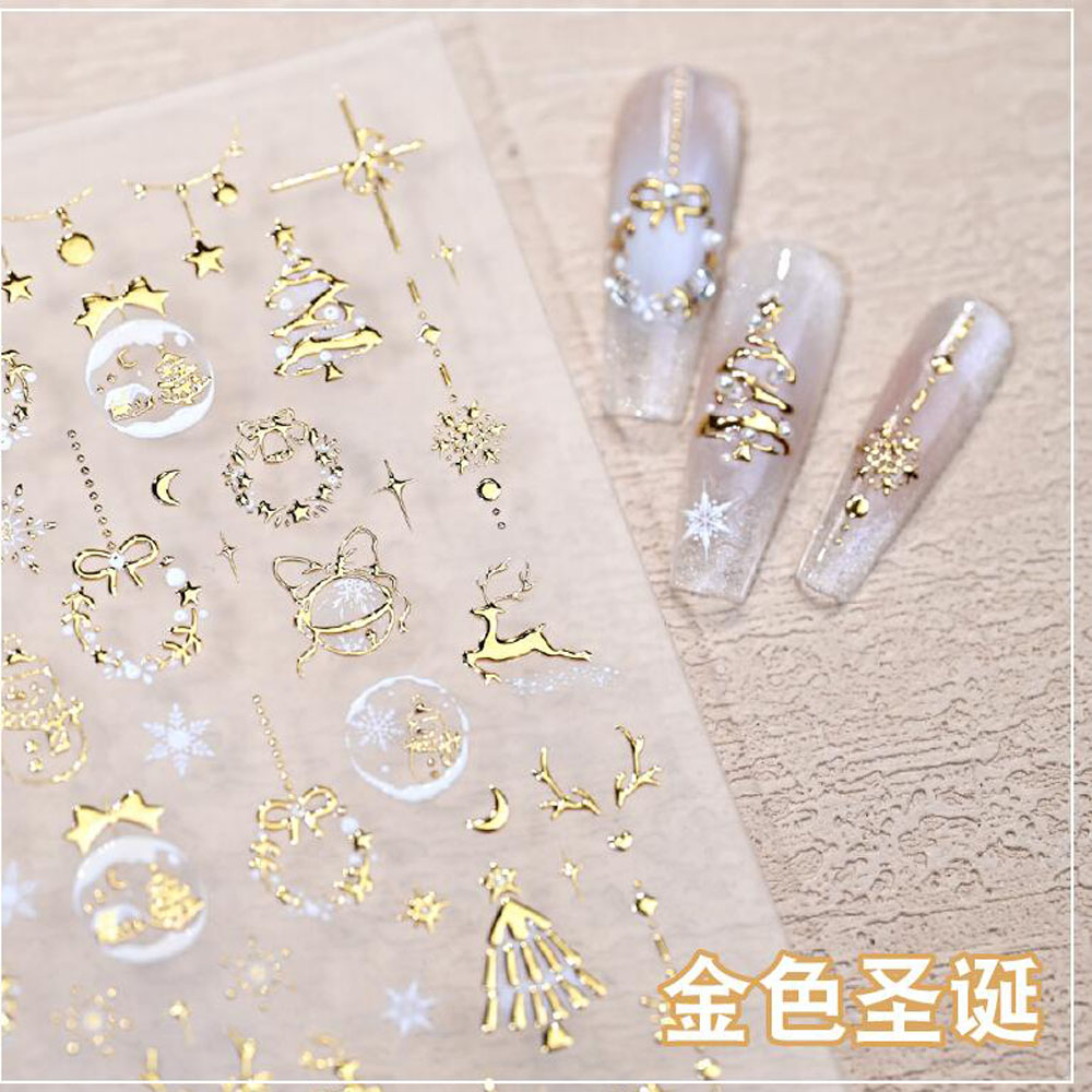 5D البرنز الذهب عيد الميلاد مس - مراجعة Nail Art Xmas Stickers وسعره