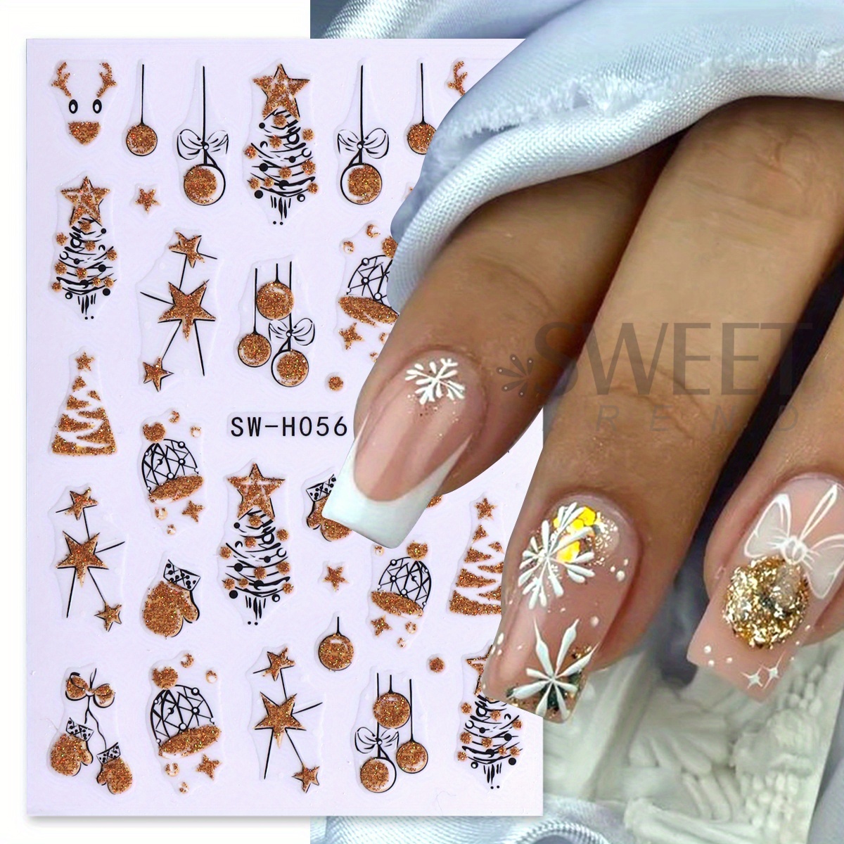 2 قطعة عيد الميلاد سباركلي رائ - مراجعة Nail Art Xmas Stickers وسعره