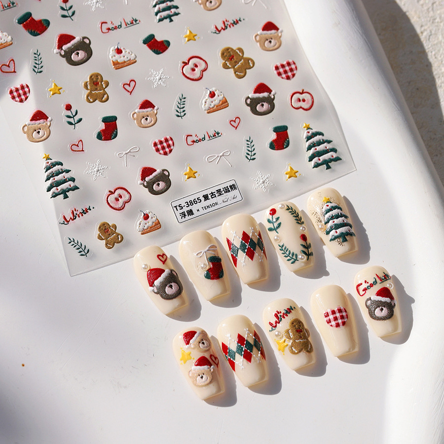 لطيف عيد الميلاد الدب والزنجبي - مراجعة Nail Art Xmas Stickers وسعره