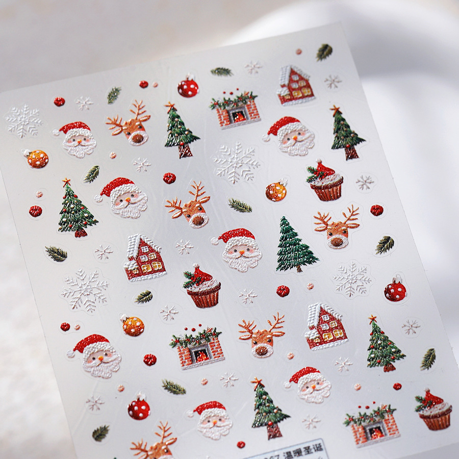 لطيف عيد الميلاد الدب والزنجبي - مراجعة Nail Art Xmas Stickers وسعره