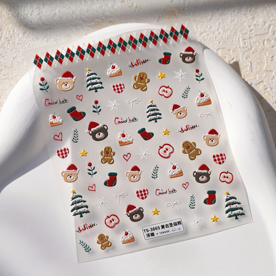 لطيف عيد الميلاد الدب والزنجبي - مراجعة Nail Art Xmas Stickers وسعره