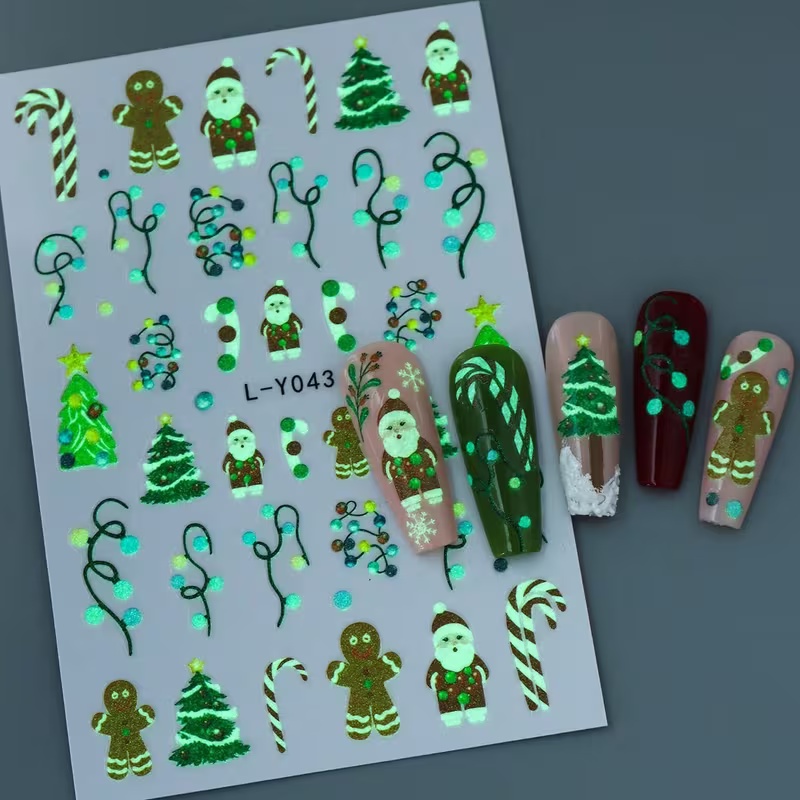 ثلاثية الأبعاد مضيئة عيد الميل - مراجعة Nail Art Xmas Stickers وسعره