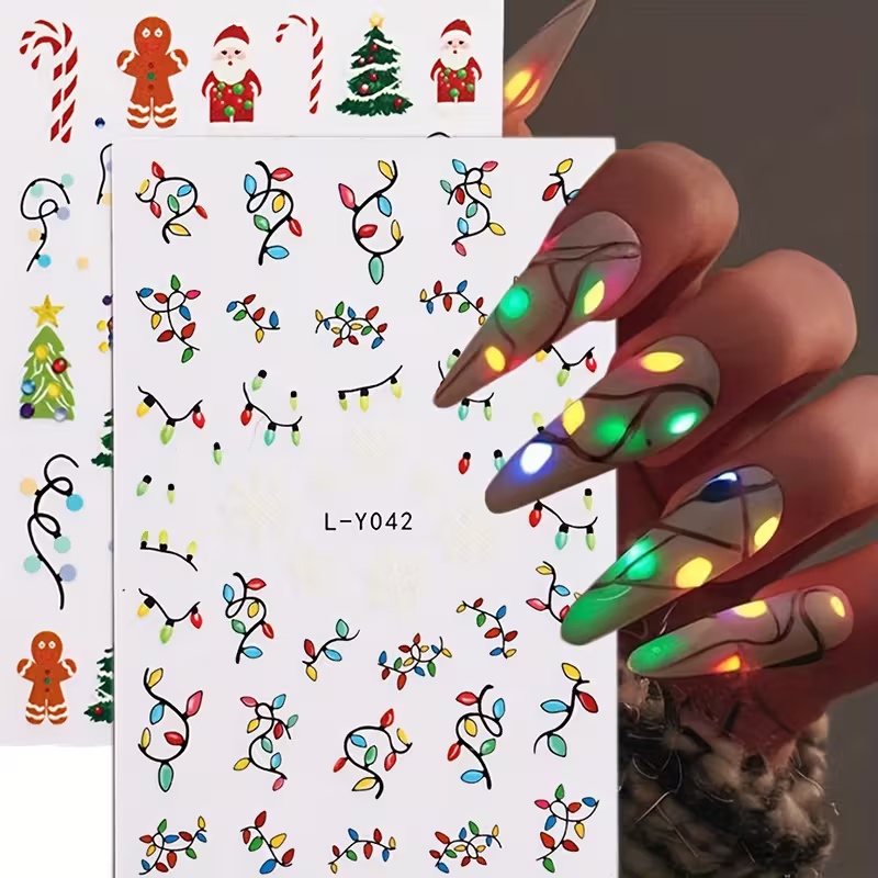 ثلاثية الأبعاد مضيئة عيد الميل - مراجعة Nail Art Xmas Stickers وسعره