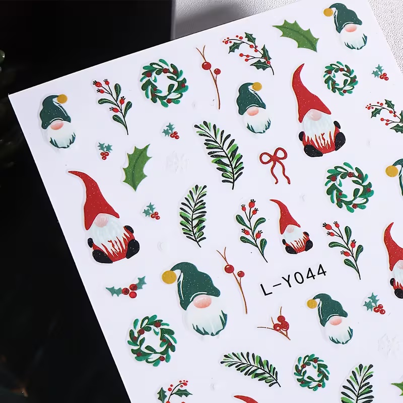 ثلاثية الأبعاد مضيئة عيد الميل - مراجعة Nail Art Xmas Stickers وسعره